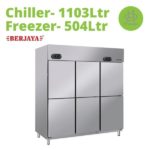 (Berjaya) (4 Chiller Door, 2 Freezer Door) Dual Upright Freezer_Chiller – Blower System (Z Handle) (BS DU4C2F_Z)